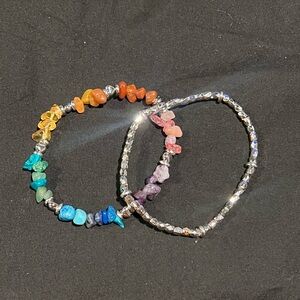 Multicolor Gemstone and Silver Bracelet Set